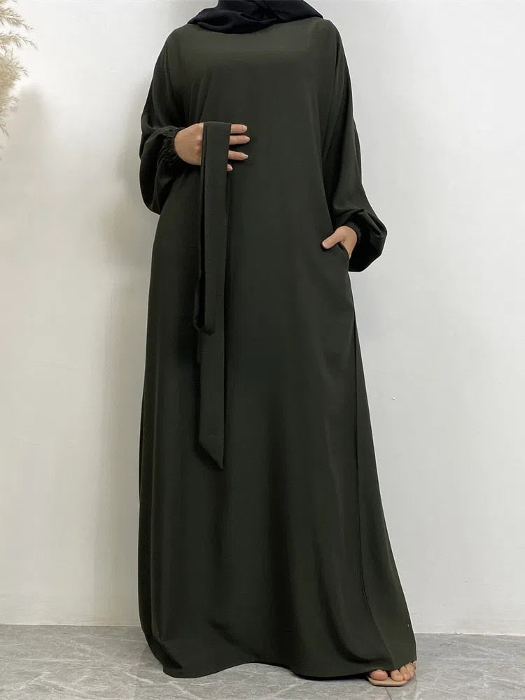 Women's Muslim's Simple Style Moroccan Turkish Abaya Long Dress-Maas