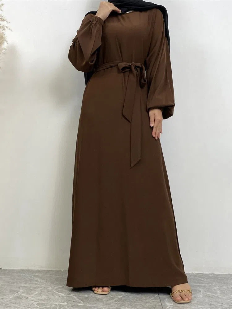 Women's Muslim's Simple Style Moroccan Turkish Abaya Long Dress-Maas