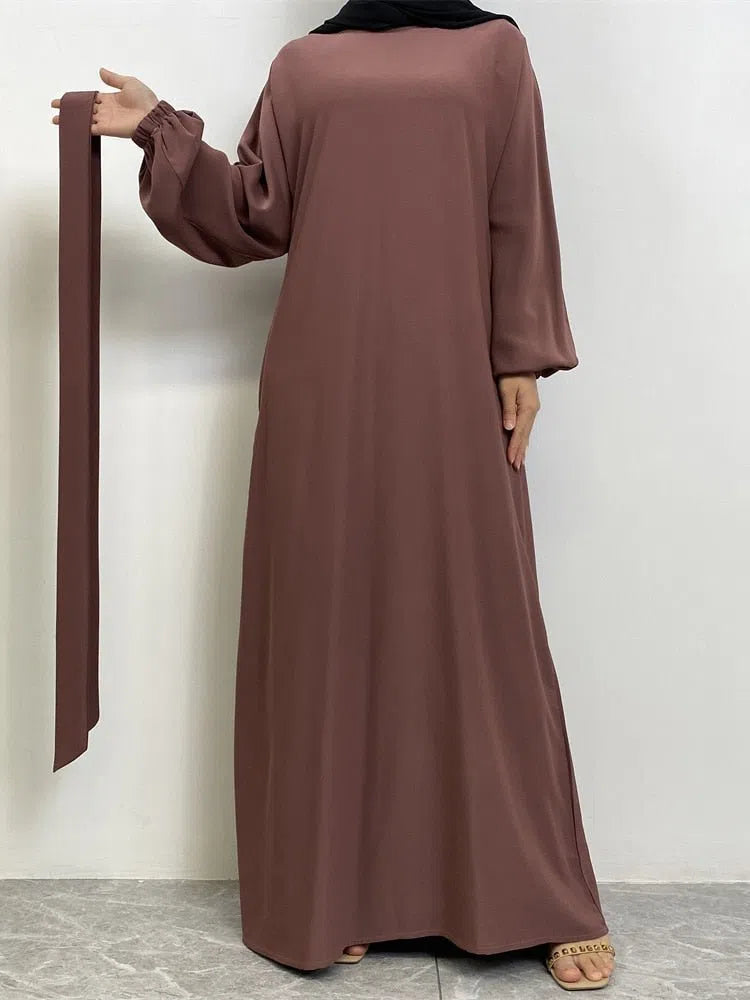 Women's Muslim's Simple Style Moroccan Turkish Abaya Long Dress-Maas