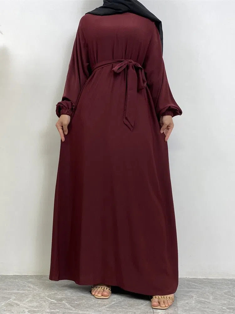 Women's Muslim's Simple Style Moroccan Turkish Abaya Long Dress-Maas