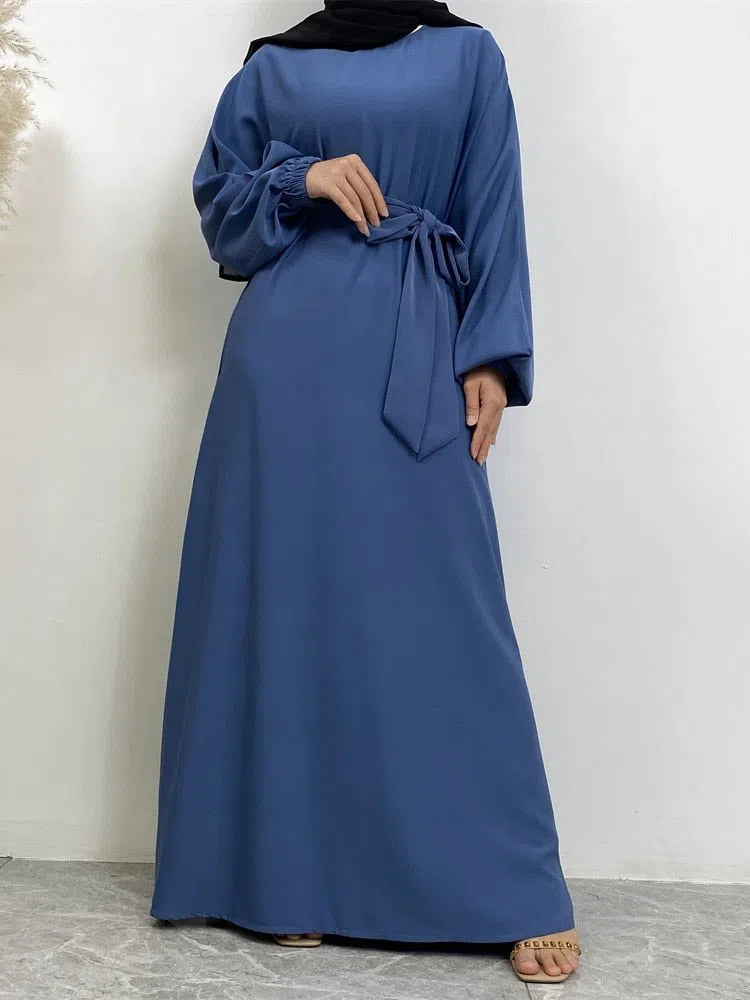 Women's Muslim's Simple Style Moroccan Turkish Abaya Long Dress-Maas