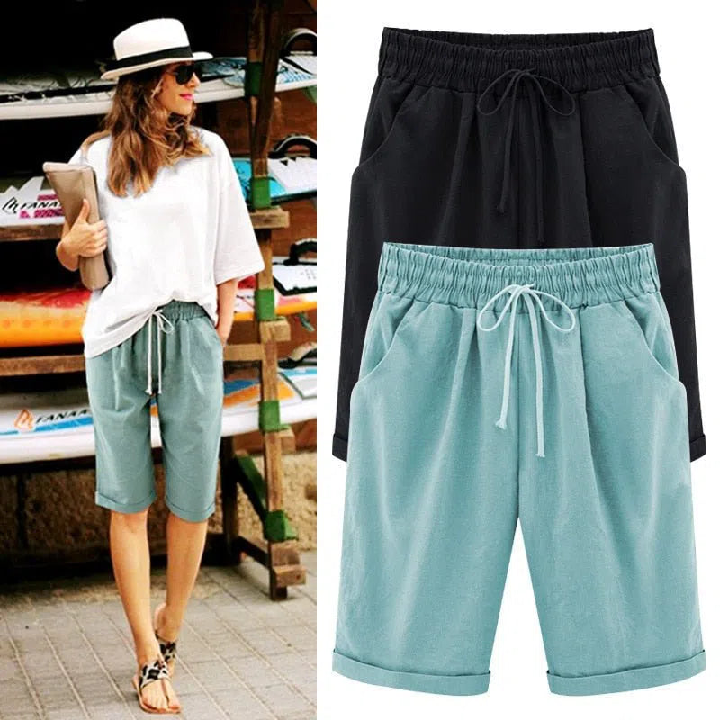 Women's Shorts Bermuda Loose Casual Stretchy Cotton Breathable-Maas