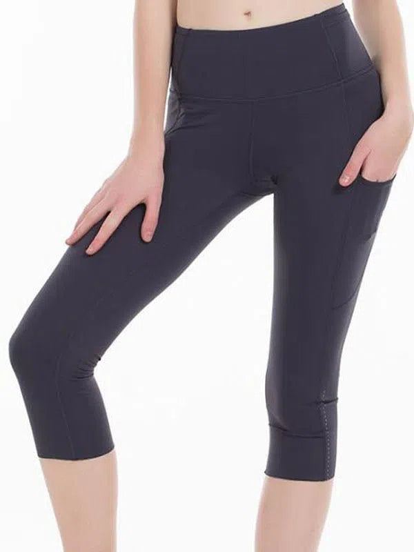 Women's Sports Capris Gym Leggings Stretch Fabric Leggings-Maas