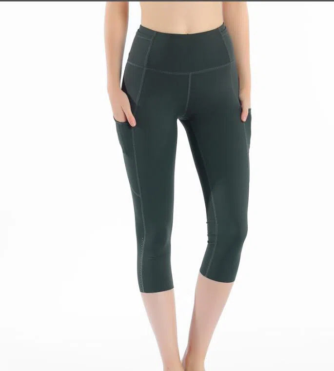 Women's Sports Capris Gym Leggings Stretch Fabric Leggings-Maas