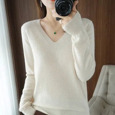 Women's Sweater Pullovers Bottoming Shirt Solid Jumpers-Maas