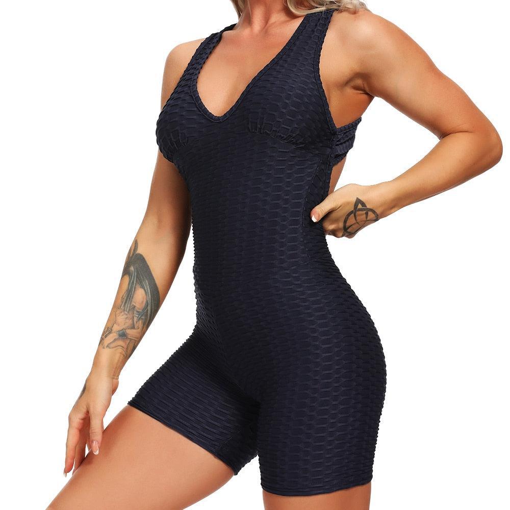 Women's Yoga Set Black Activewear sexy bandage sleeveless solid elastic bodycon-Maas