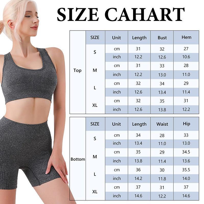 Women's Yoga Set Workout Seamless Leggings Bra Suit High Waist Shorts-Maas