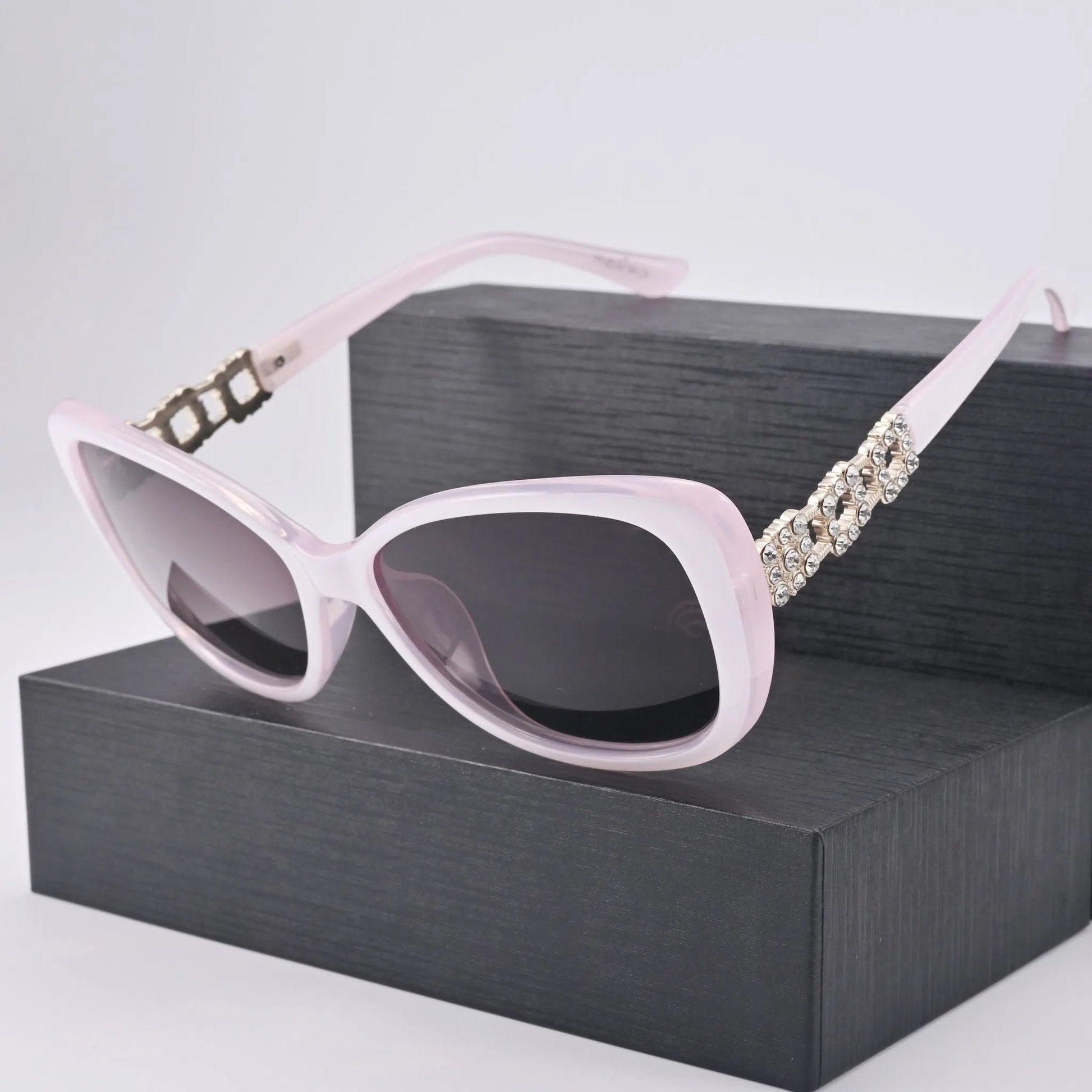 Zerosun Polarized Sunglasses Women Luxury Rhinestone White Sun Glasses for Female Ladies Elegant Eyewear Anti Glare Reflection-Maas